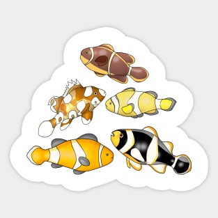 Group of colorful Clownfish cartoon Sticker